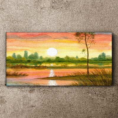 Tablou canvas Apus peste un râu liniştit