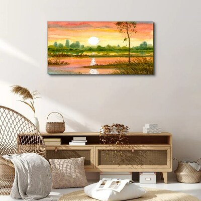 Tablou canvas Apus peste un râu liniştit