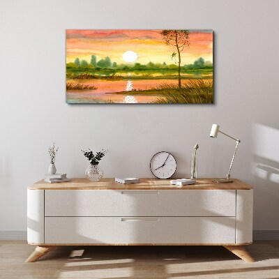 Tablou canvas Apus peste un râu liniştit