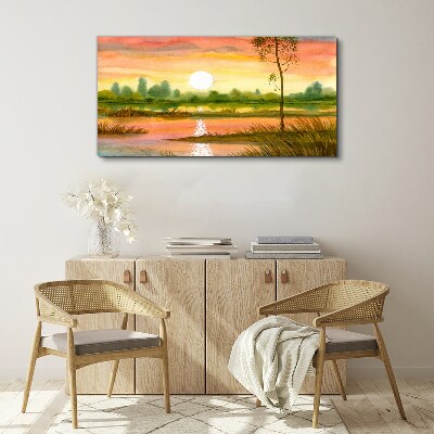Tablou canvas Apus peste un râu liniştit