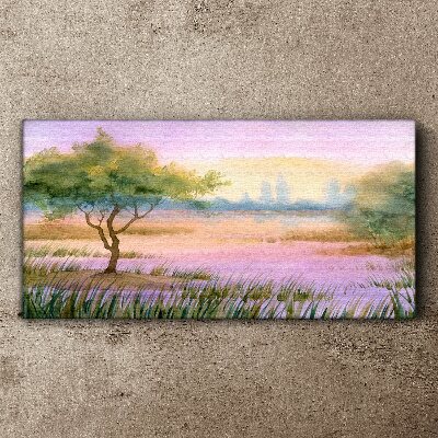 Tablou canvas Peisaj de dimineață cu un copac