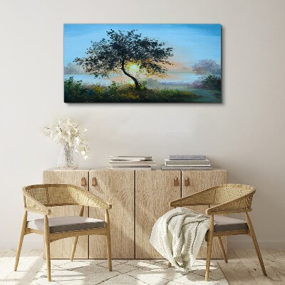 Tablou canvas Apus peste lac