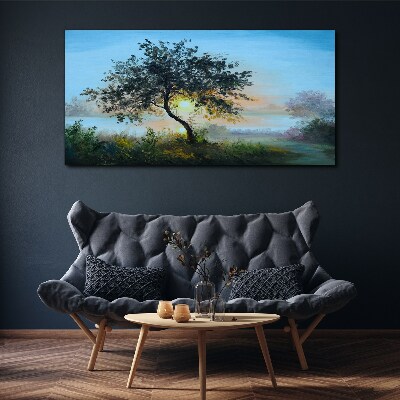 Tablou canvas Apus peste lac