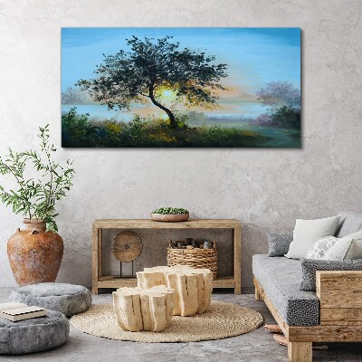 Tablou canvas Apus peste lac