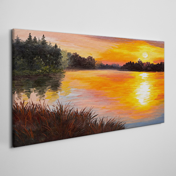Tablou canvas Apus peste lac