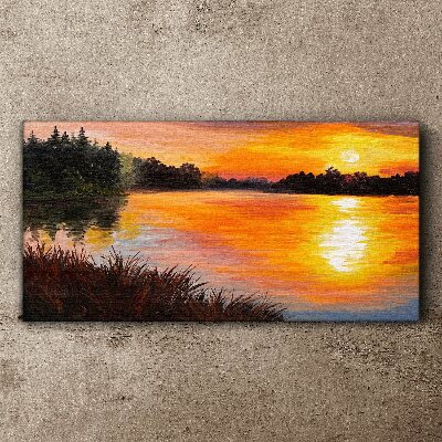 Tablou canvas Apus peste lac