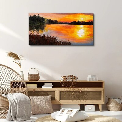 Tablou canvas Apus peste lac