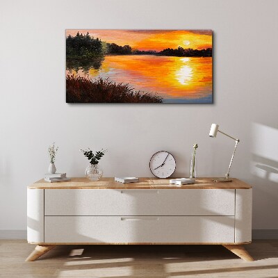 Tablou canvas Apus peste lac