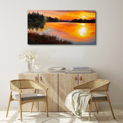 Tablou canvas Apus peste lac