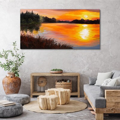 Tablou canvas Apus peste lac