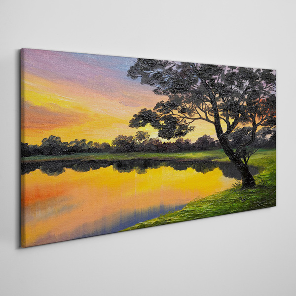 Tablou canvas Apus peste lac