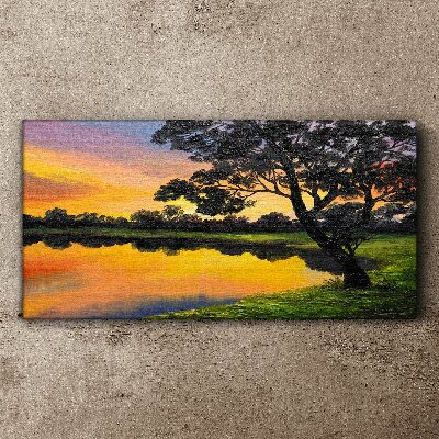 Tablou canvas Apus peste lac