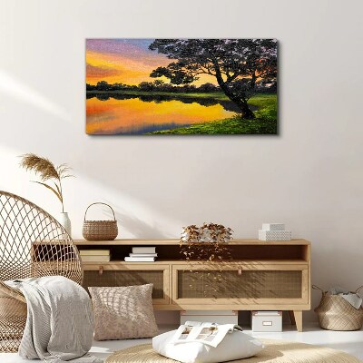 Tablou canvas Apus peste lac