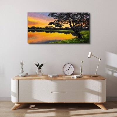 Tablou canvas Apus peste lac