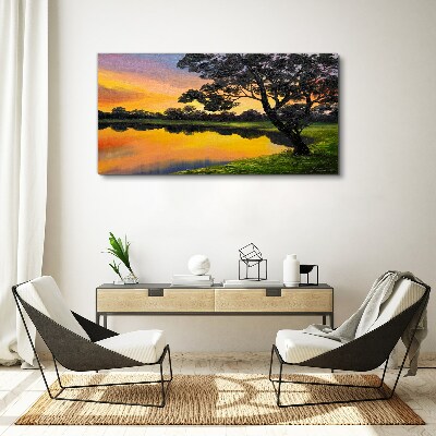 Tablou canvas Apus peste lac