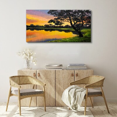 Tablou canvas Apus peste lac