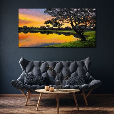 Tablou canvas Apus peste lac