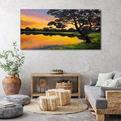 Tablou canvas Apus peste lac