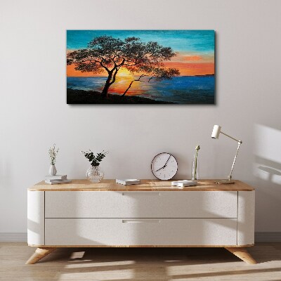 Tablou canvas Apus peste lac