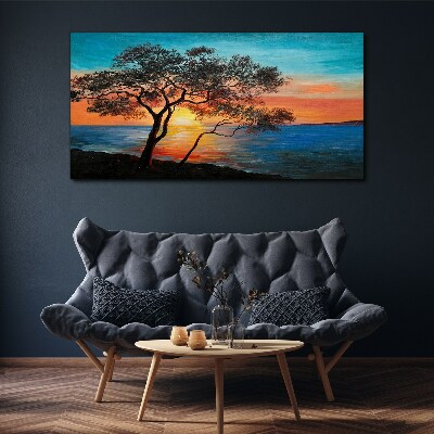 Tablou canvas copac mare apus de soare