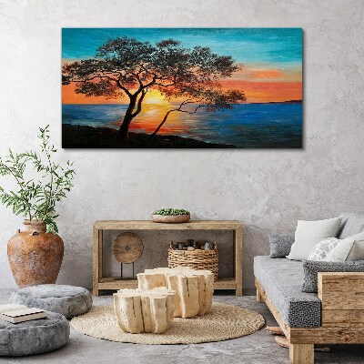 Tablou canvas copac mare apus de soare