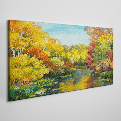 Tablou canvas Toamna de aur pe malul lacului