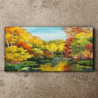 Tablou canvas Toamna de aur pe malul lacului