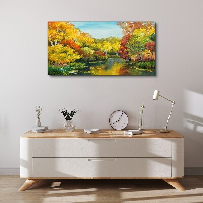 Tablou canvas Toamna de aur pe malul lacului