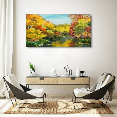 Tablou canvas Toamna de aur pe malul lacului