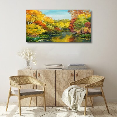 Tablou canvas Toamna de aur pe malul lacului