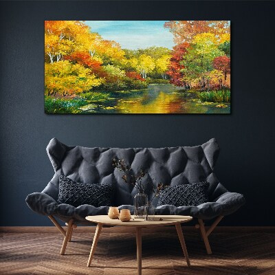 Tablou canvas Toamna de aur pe malul lacului