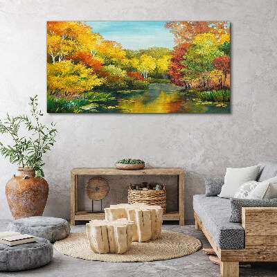 Tablou canvas Toamna de aur pe malul lacului