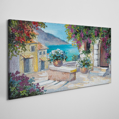 Tablou canvas Un oraș de litoral în flori
