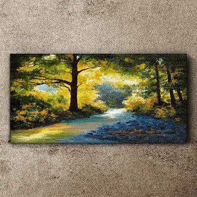 Tablou canvas Lumină aurie în peisajul pădurii