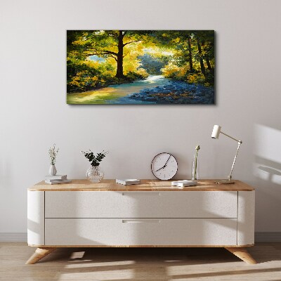 Tablou canvas Lumină aurie în peisajul pădurii