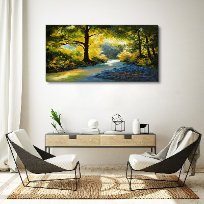 Tablou canvas Lumină aurie în peisajul pădurii