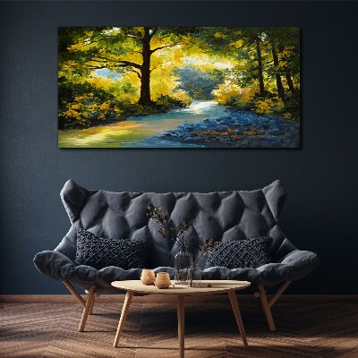 Tablou canvas Lumină aurie în peisajul pădurii