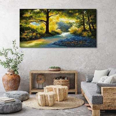 Tablou canvas Lumină aurie în peisajul pădurii