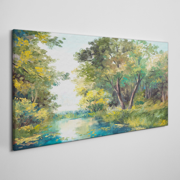 Tablou canvas Un peisaj de pădure liniștit lângă apă
