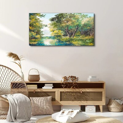 Tablou canvas Un peisaj de pădure liniștit lângă apă