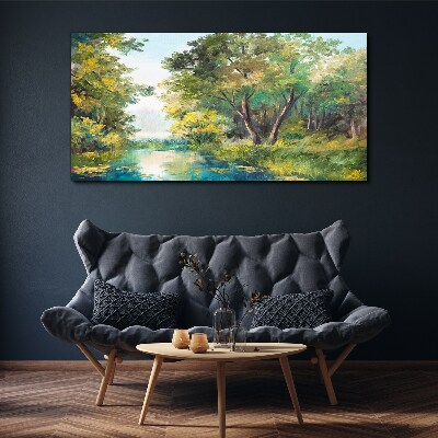 Tablou canvas Un peisaj de pădure liniștit lângă apă