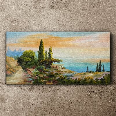 Tablou canvas copaci coasta apus de soare