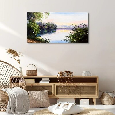 Tablou canvas lac apus de soare