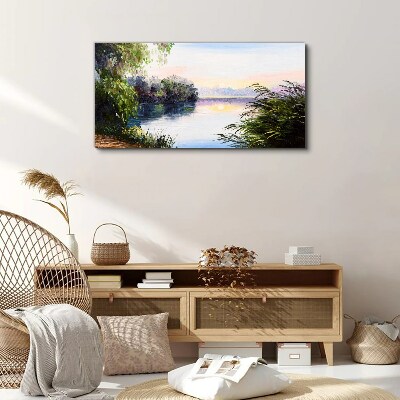 Tablou canvas Un peisaj liniștit lângă râu
