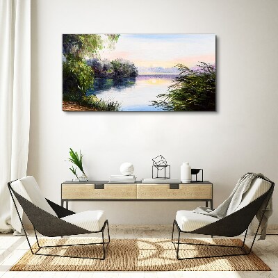 Tablou canvas Un peisaj liniștit lângă râu