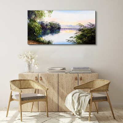Tablou canvas lac apus de soare