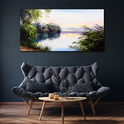 Tablou canvas Un peisaj liniștit lângă râu