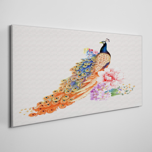 Tablou canvas Păuni printre flori