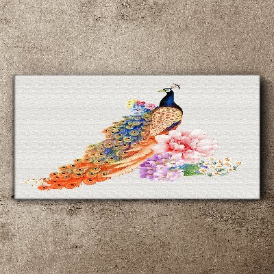 Tablou canvas Păuni printre flori