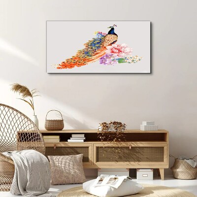 Tablou canvas Păuni printre flori